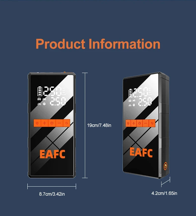12V Car Jump Starter 4 In 1 Car Wireless Tire Inflator Pump Air Compressor Power Bank Potable Battery Starting Fast Charging sayaragear