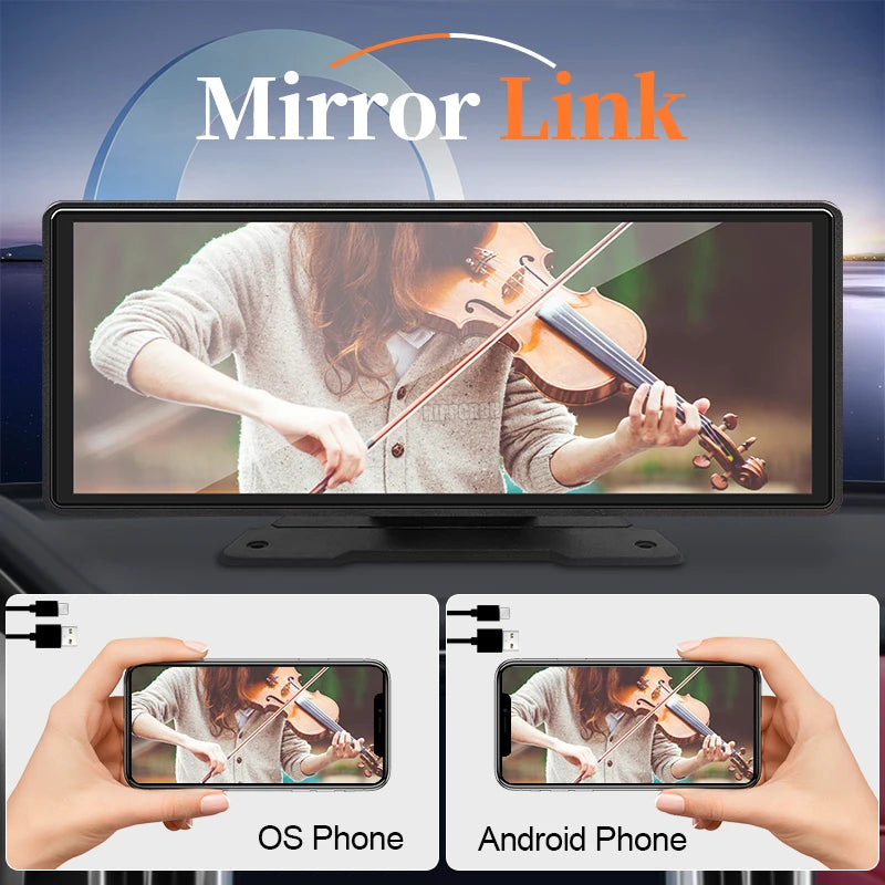 10.26"  Car Mirror Radio Multimedia Video Player Universal Wireless Carplay Android Auto Screen With Bluetooth AUX USB sayaragear