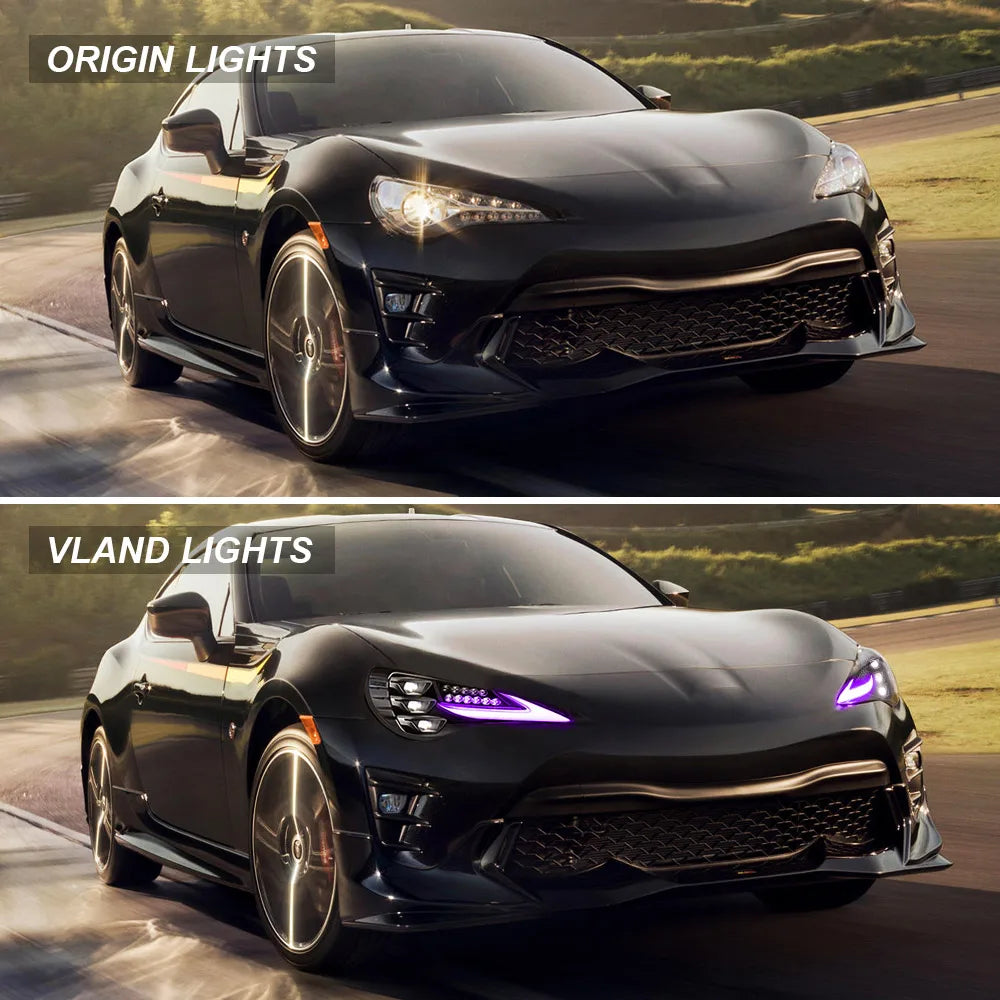 Vland 12–21 86 Subaru BRZ Scion FR-S RGB Headlights Full LED with DRL Color Changing Front Headlamp Assembly Upgrade sayaragear