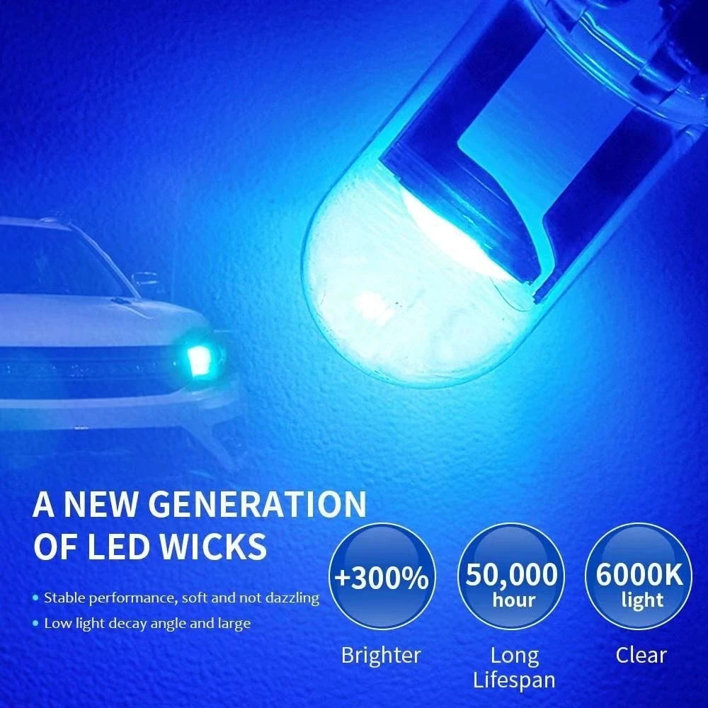 Car LED T10 W5W Canbus Glass COB 6000k Reading Dome Lamp Marker Wedge License PlateLight Bulb 168 194 192 DC 12V White Blue Red sayaragear