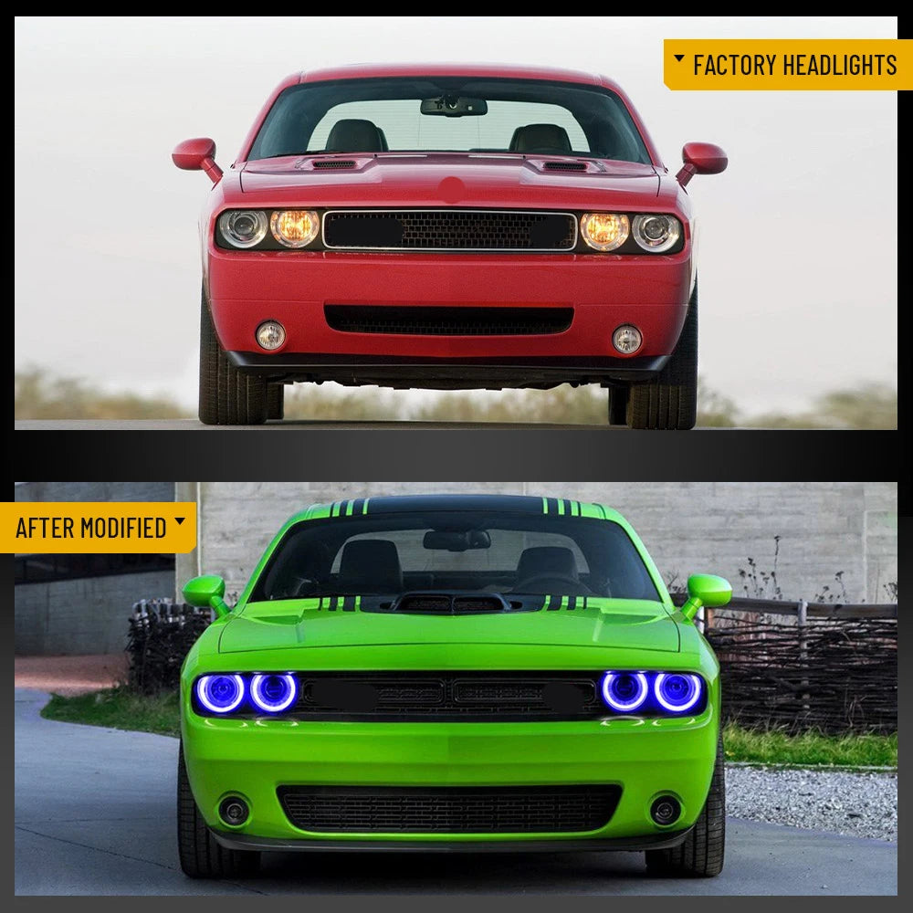 Vland 2015–2024 Challenger 3th Gen Facelifted RGB Dual Beam Projector Headlights Black sayaragear