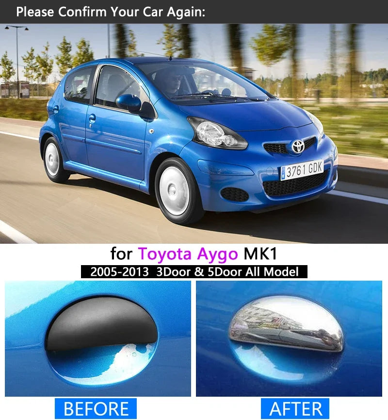 for Toyota Aygo MK1 2005-2013 Luxurious Chrome Handle Cover Trim Set 2007 2008 2009 2012 Car Accessories Stickers Car Styling sayaragear