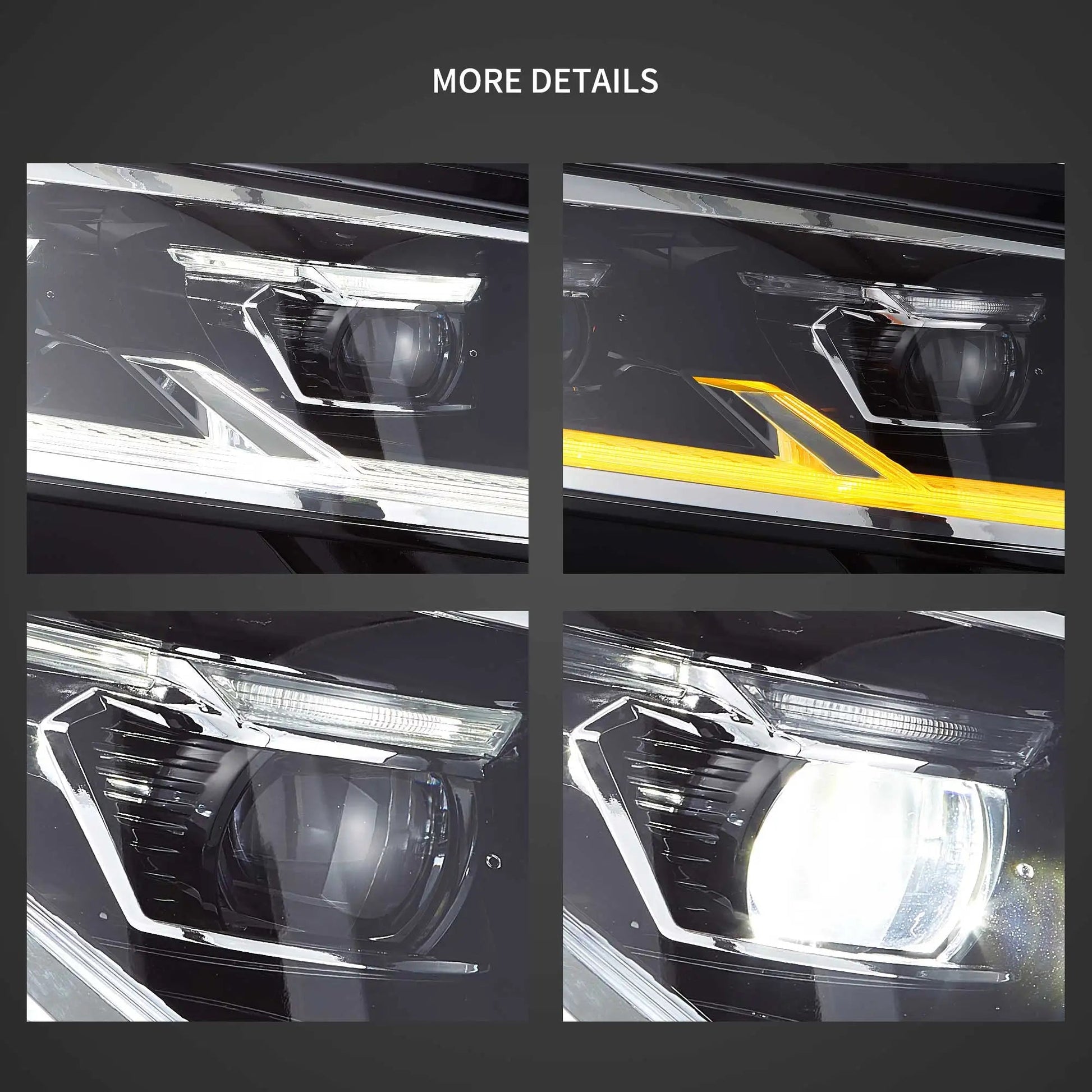 VLAND LED Dual Beam Projector Headlights Black Fit 2019-2024 VW Transporter T6.1 Facelift Headlamps sayaragear