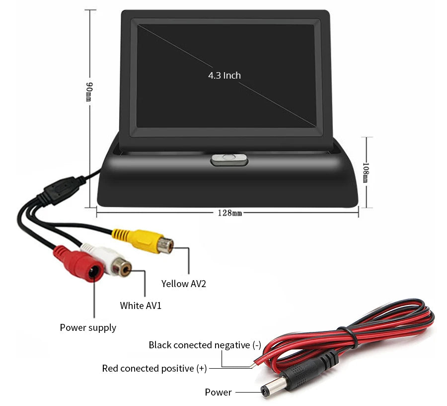 E-ACE 4.3" Car Rear View Camera Monitor Folding Easy Installation Car Parking System Camera Automotive Electronic Accessories sayaragear