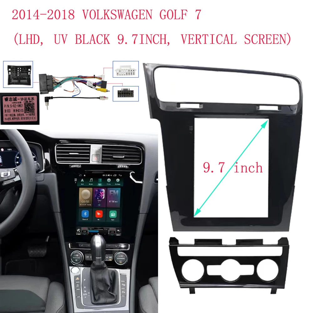 9.7 Inch Android GPS Stereo Player 2DIN Head Unit VERTICAL Car Radio Fascias Dash Frame Panel For 2014-2018 VOLKSWAGEN GOLF 7 sayaragear