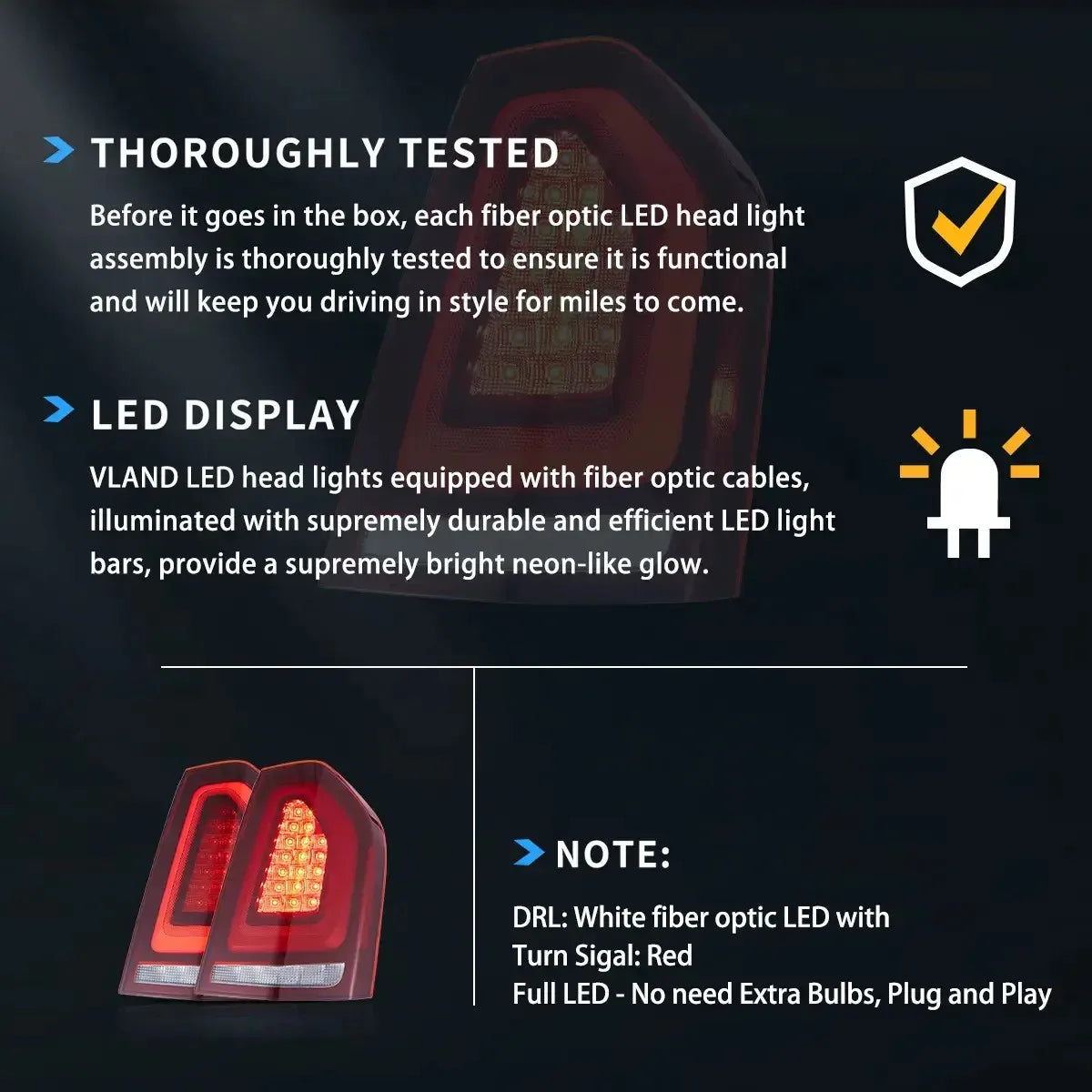 Vland 11-14 Chrysler 300 & Lancia Thema LED Tail Lights With Start-up Animation sayaragear