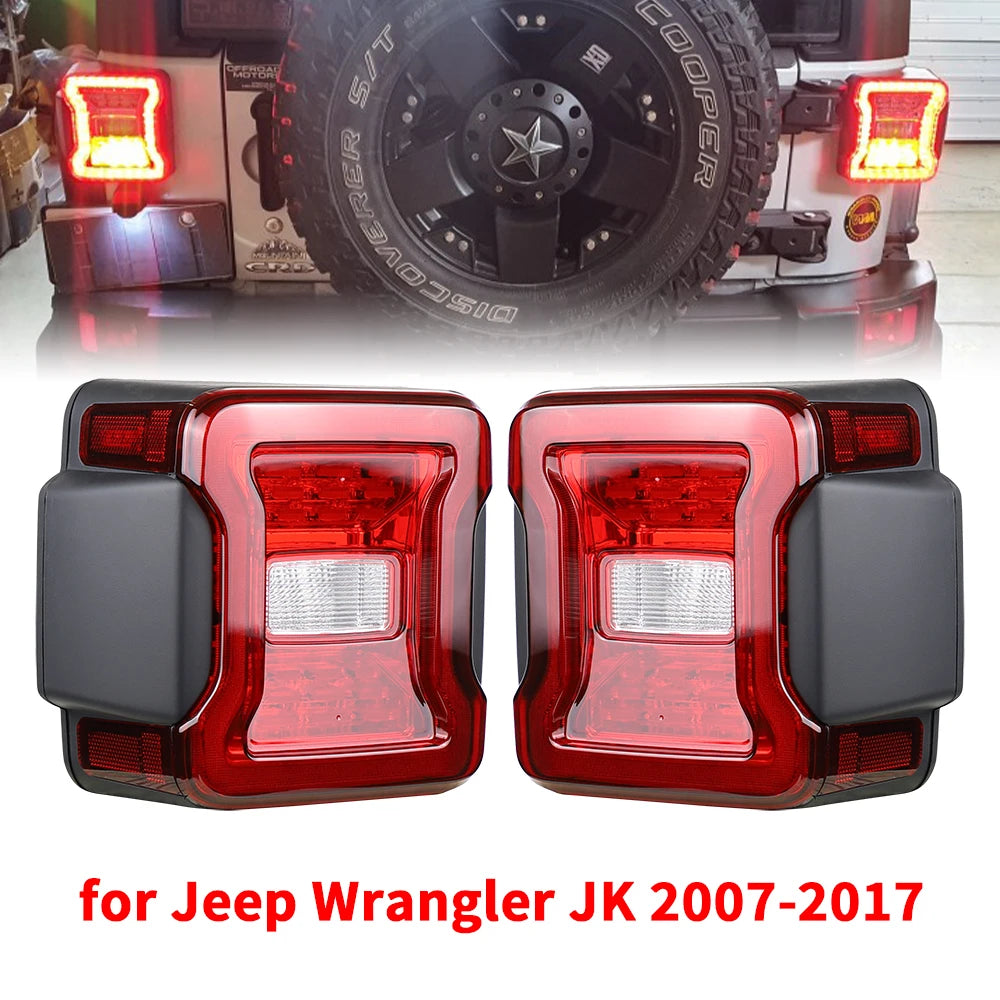 for Jeep Wrangler JK 2007-2018 LED Tail Light Taillight Assembly Rear Lamps Brake Reverse Light Daytime Running Lights sayaragear
