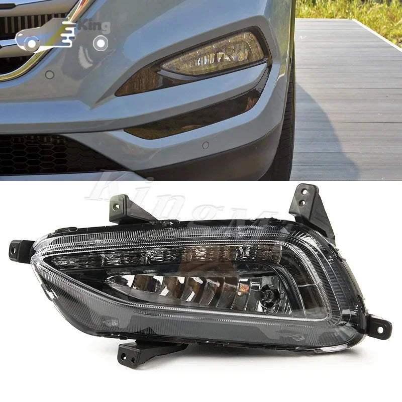 For Hyundai Tucson IX35 15-18 Foglight Fog Light Assembly Halogen Front Bumper Fog Lamp Kit Replacement with Waterproof Housing sayaragear
