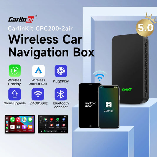 CarlinKit 5.0 2Air Wireless Adapter Wireless Android Auto &CarPlay Box Plug and Play WiFi Bluetooth Auto Connection For OEM Cars sayaragear