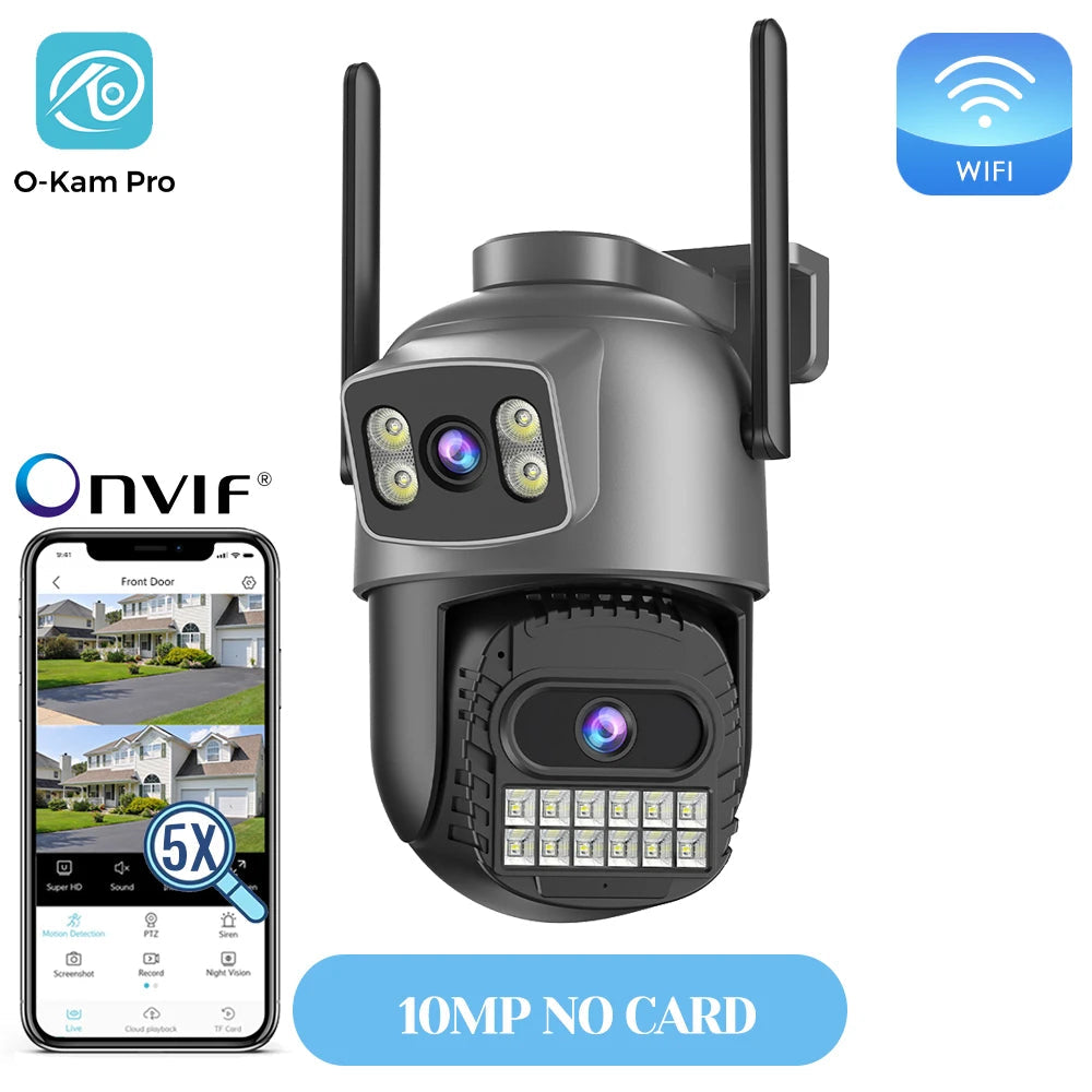 20MP Outdoors Wifi Camera 10K HD Three Lens Security 5G PTZ IP Camera 10X Digital Zoom Lens Human AI Auto Detect Tracking Camera sayaragear