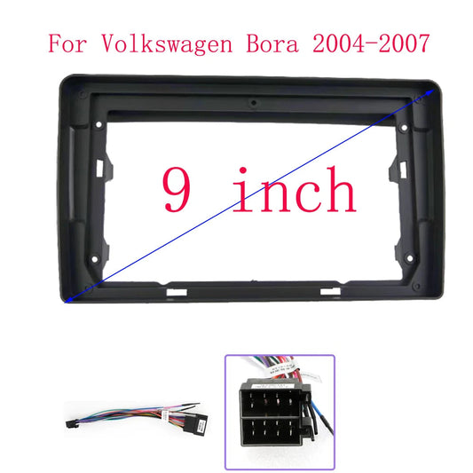 HAOCHEN 2DIN 9 Inch Car Fascia Frame Cable For Volkswagen Bora 2004-2007 Android Dashboard Kit Face Plate Frame Fascia sayaragear