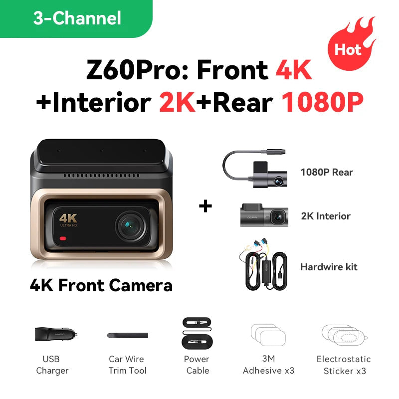 DDPAI Z60 Pro 4K Dash Cam Auto Dashcam Front GPS Car Camera for Dual SONY Sensor WiFi ADAS Night Vision DVR Video Recorder sayaragear
