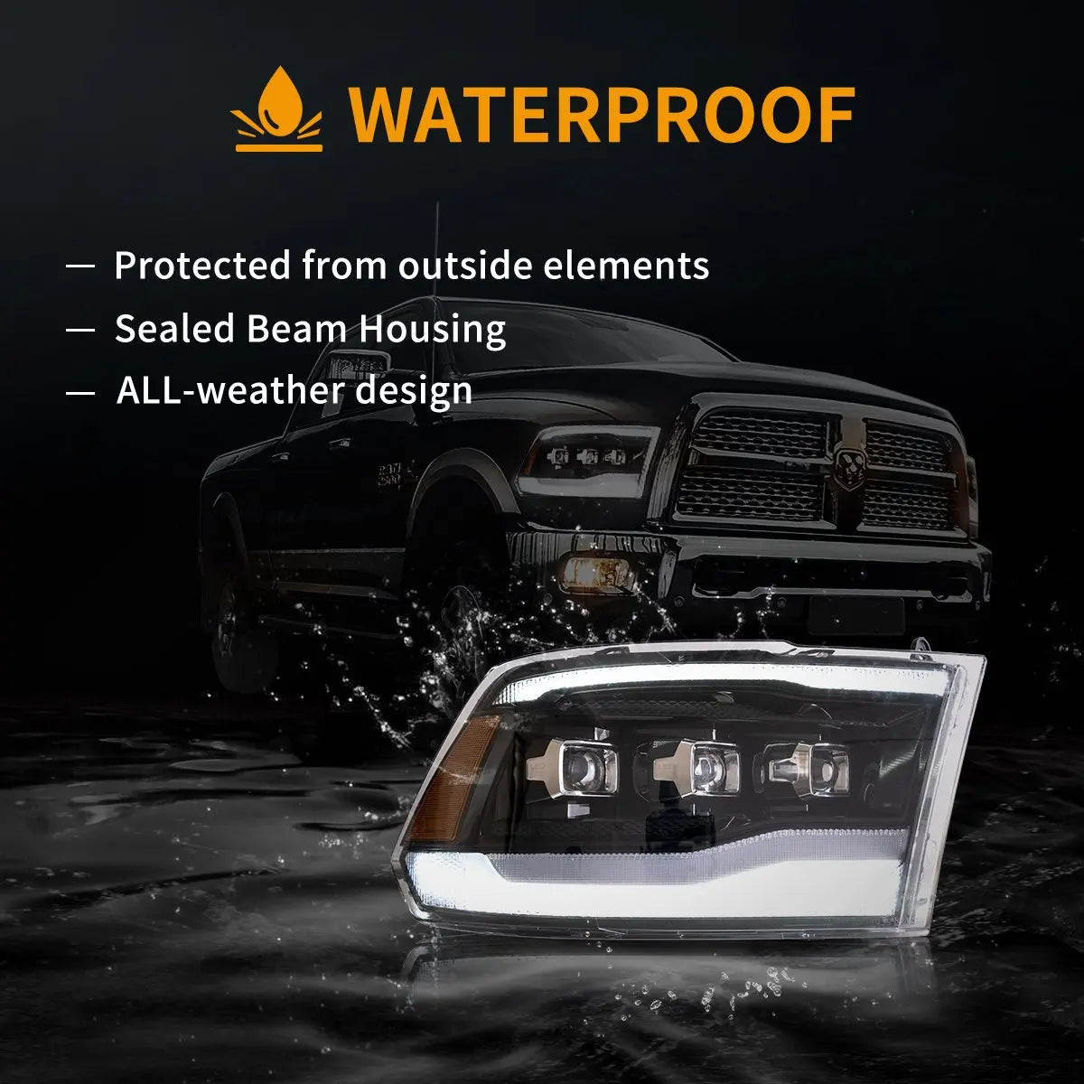 Vland 09-18 Dodge Ram 4th Gen 1500 2500 3500 LED Matrix Projector HeadLights Black Complete Assembly sayaragear