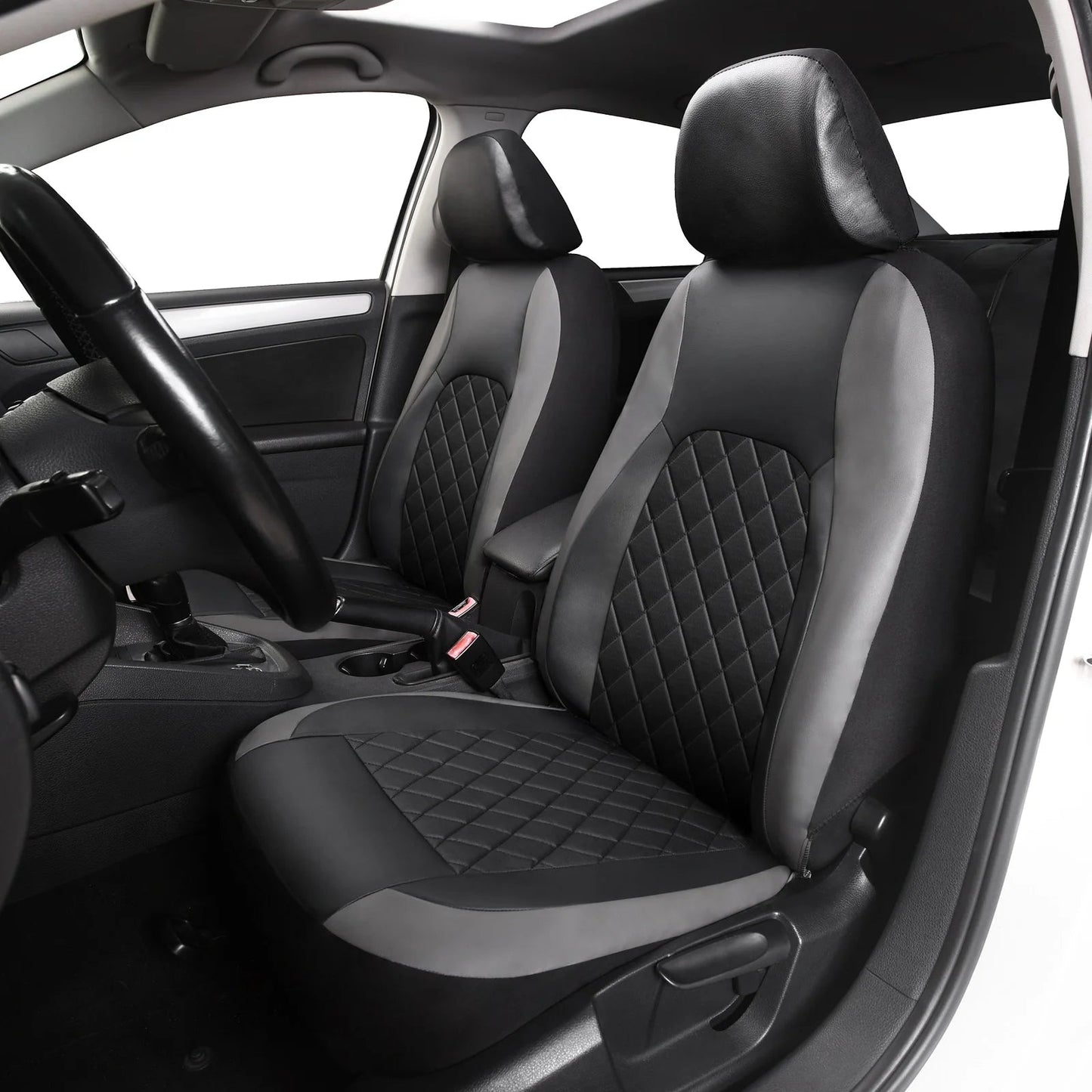Universal Faux Leather Car Seat Covers Full Set – Includes Front Seats and Rear Bench, Fits Most SUVs and Trucks sayaragear