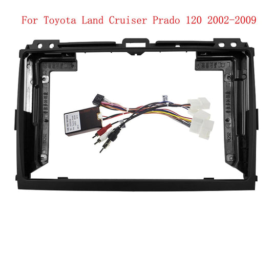 Car Radio Fascia Frame For Toyota Land Cruiser Prado 120 2002-2009 9 inch Stereo Panel Wiring Harness Power Cable Canbus Decoder sayaragear