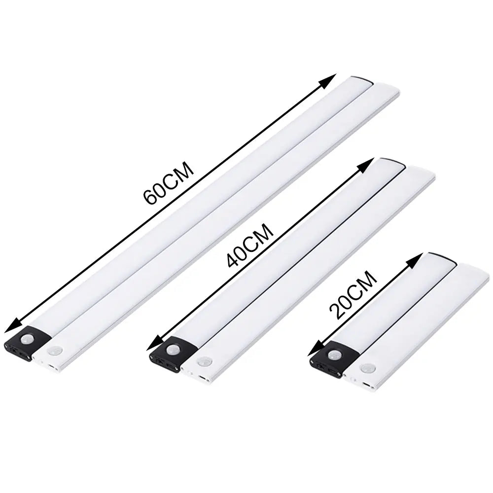 LED Cabinet Light Type C Rechargeable Motion Sensor Night Lights for Kitchen Wardrobe Cabinet Lighting 10cm/20cm/30cm/40cm/50cm sayaragear