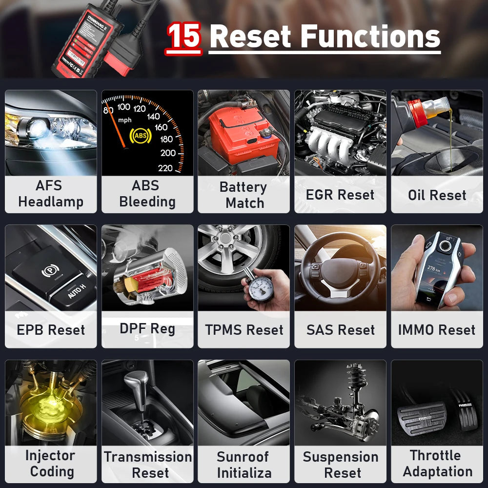 THINKCAR THINKDIAG 2 /KINGBOLEN Ediag Plus CAN FD All Systems 15 Reset Services ECU Coding OBD2 Scanner Car Diagnostic Tool sayaragear